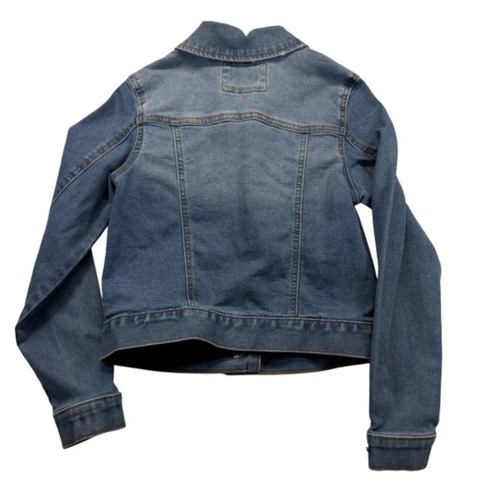 SO Denim Jacket Girls Large Blue Jean Trucker Button Front Cotton Kids‎